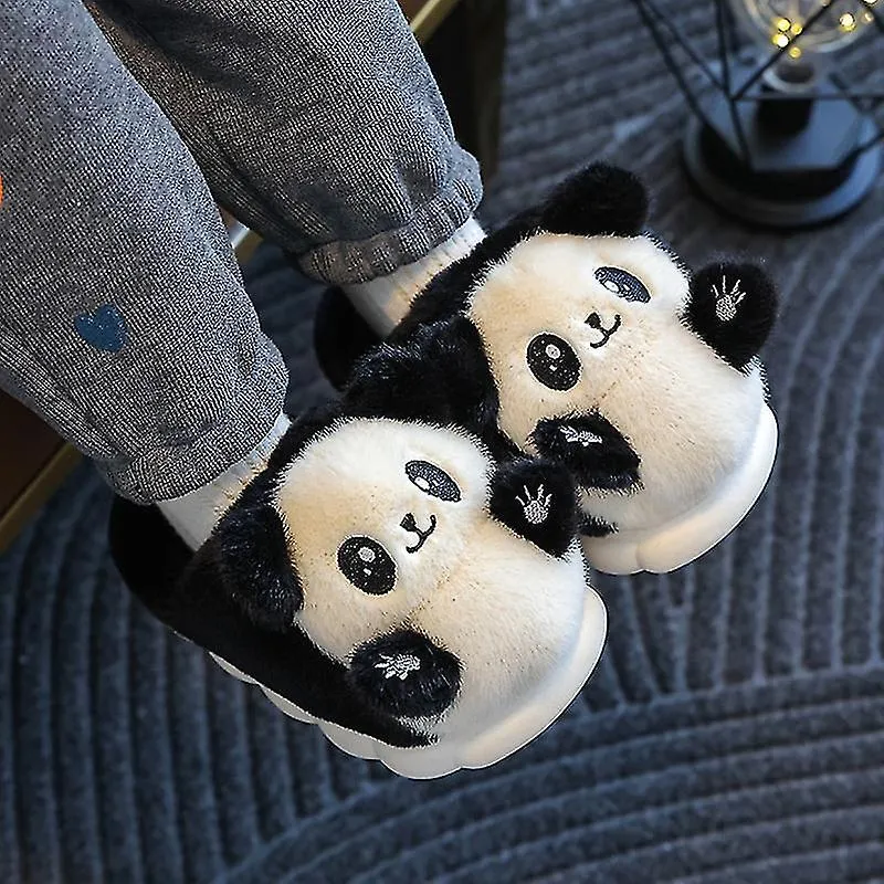 Zapatillas de invierno Panda de dibujos animados para niños Zapatos cálidos de algodón cálidos de animales de felpa para niños y