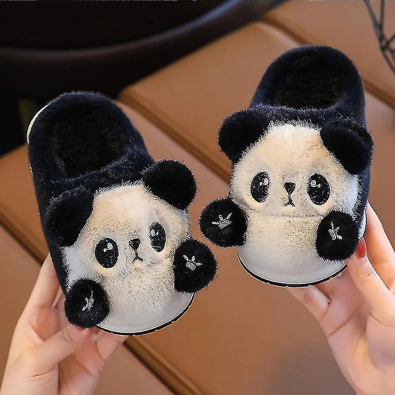 Zapatillas de invierno Panda de dibujos animados para niños Zapatos cálidos de algodón cálidos de animales de felpa para niños y