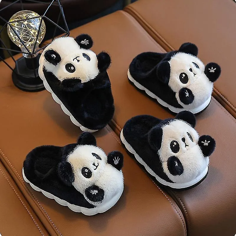 Zapatillas de invierno Panda de dibujos animados para niños Zapatos cálidos de algodón cálidos de animales de felpa para niños y