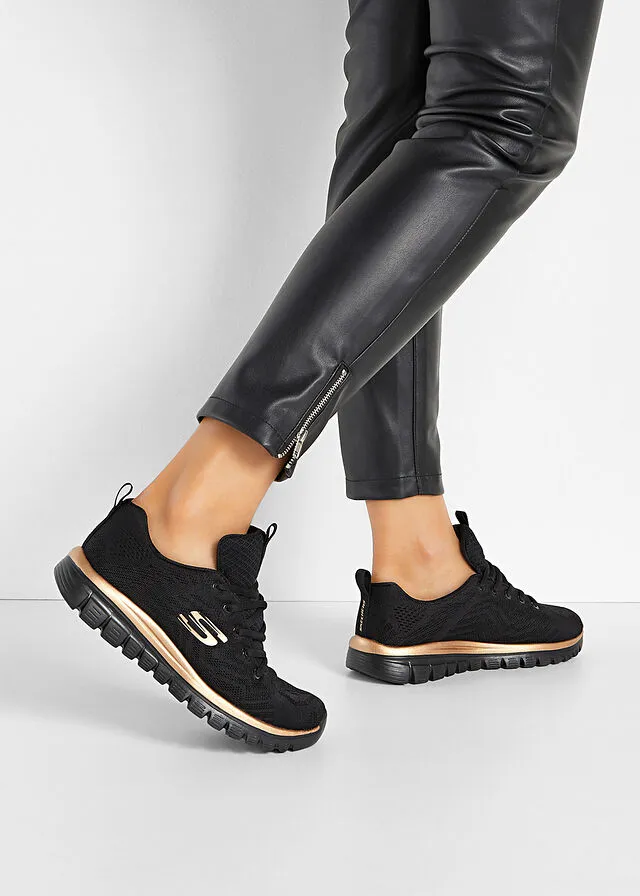 ZAPATILLAS DEPORTIVAS SKECHERS CON ESPUMA VISCOELáSTICA NEGROCOLOR ORO ROSA