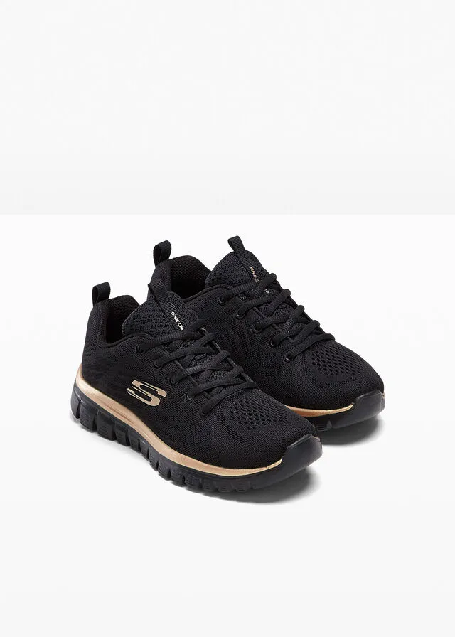 ZAPATILLAS DEPORTIVAS SKECHERS CON ESPUMA VISCOELáSTICA NEGROCOLOR ORO ROSA
