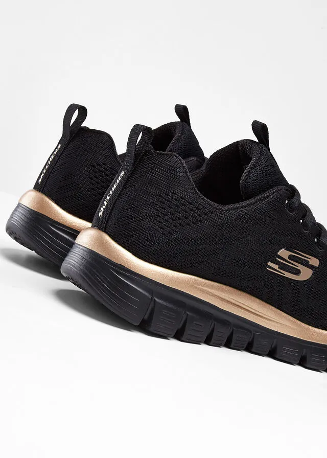 ZAPATILLAS DEPORTIVAS SKECHERS CON ESPUMA VISCOELáSTICA NEGROCOLOR ORO ROSA
