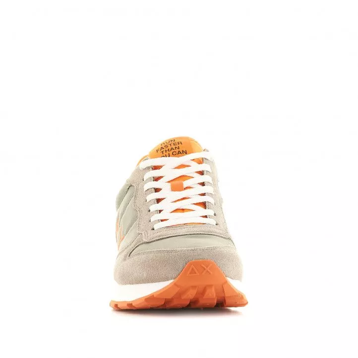 Zapatillas deportivas SUN68 grises con detalles en naranja