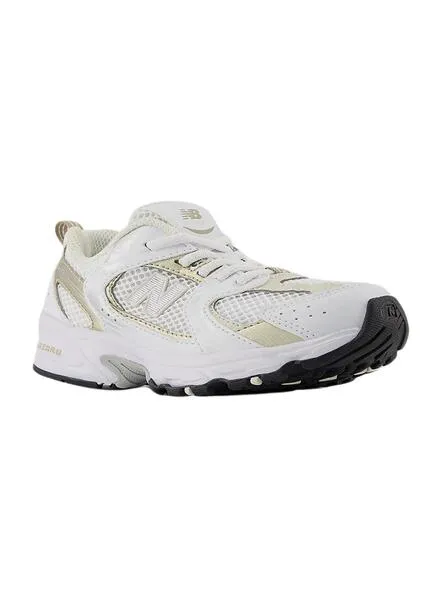 Zapatillas New Balance blancas 530 blancas y doradas para niños