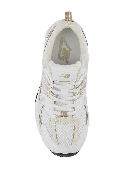Zapatillas New Balance blancas 530 blancas y doradas para niños