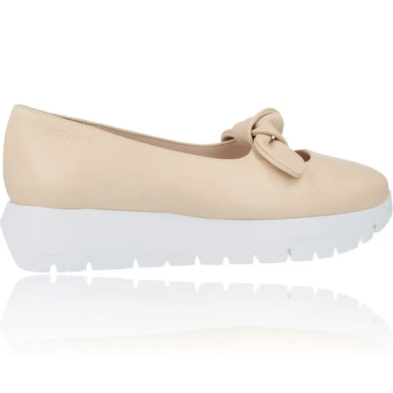 ZAPATOS CUñA CASUAL DE PIEL PARA MUJER DE WONDERS EVO A2421