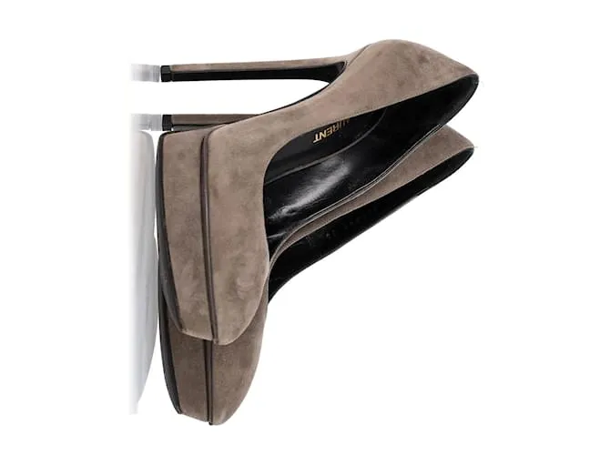 Zapatos de plataforma Janis en ante gris de Saint Laurent Paris 