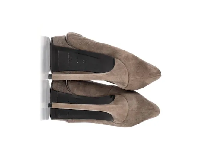 Zapatos de plataforma Janis en ante gris de Saint Laurent Paris 
