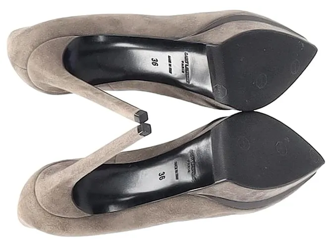 Zapatos de plataforma Janis en ante gris de Saint Laurent Paris 