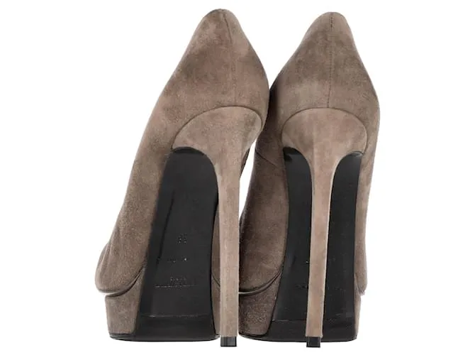Zapatos de plataforma Janis en ante gris de Saint Laurent Paris 