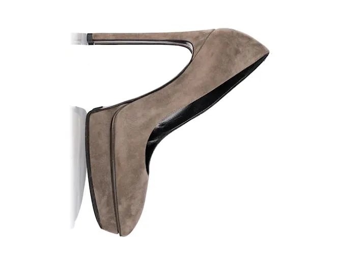 Zapatos de plataforma Janis en ante gris de Saint Laurent Paris 