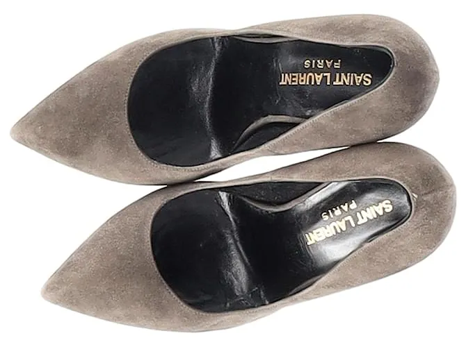 Zapatos de plataforma Janis en ante gris de Saint Laurent Paris 