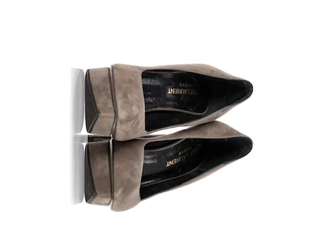Zapatos de plataforma Janis en ante gris de Saint Laurent Paris 