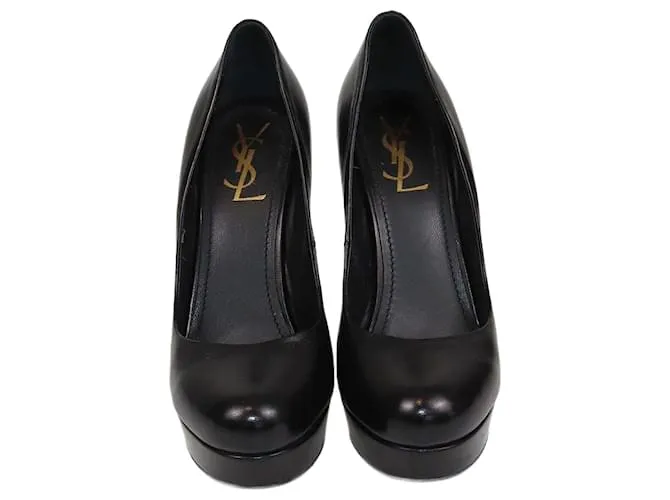 Zapatos de plataforma negros de punta redonda Yves Saint Laurent 