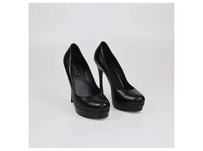 Zapatos de plataforma negros de punta redonda Yves Saint Laurent 
